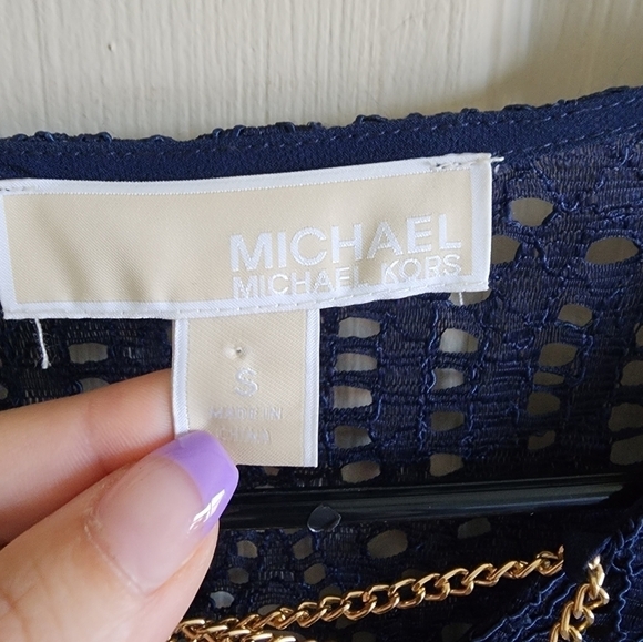 Michael Kors Women's S chain-up lace peasant blouse. - Picture 2 of 3